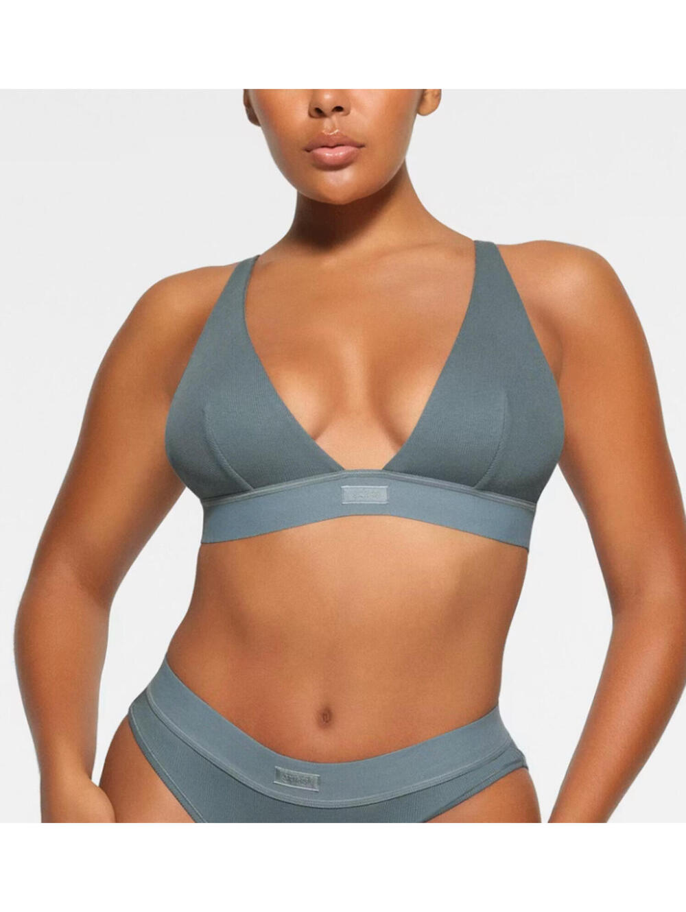 Skims Cotton Rib Plunge Bralette Color Kyanite Size XS